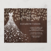 予算の素朴な白いガウンのブライダルシャワー招待 (正面)