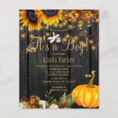予算の素朴な秋の男の赤ちゃんシャワーの招待 チラシ (正面)