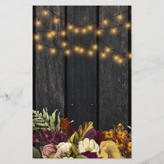 予算の素朴な秋フローラブライダルシャワー招待 (裏面)