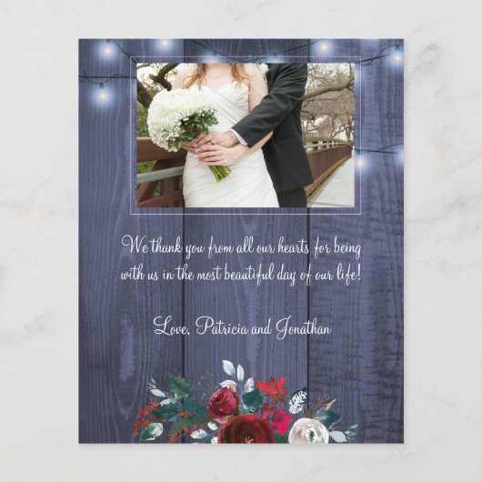 予算の素朴な結婚クリスマスサンキューカード (裏面)