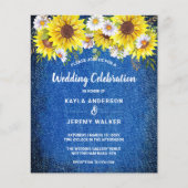 予算の素朴な青いヒマワリの結婚式の招待 (正面)