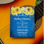 予算の素朴な青いヒマワリの結婚式の招待