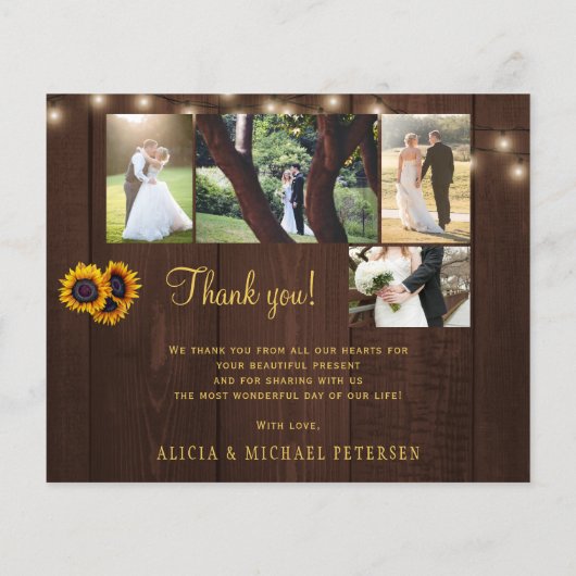 予算の素朴な5枚の写真結婚コラージュ感謝していのあなた (裏面)