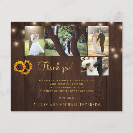 予算の素朴な5枚の写真結婚コラージュ感謝していのあなた チラシ (裏面)