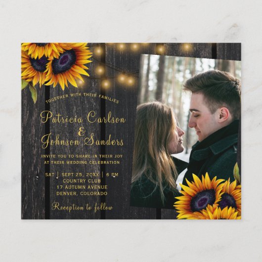 予算の素朴なQRコードフォト結婚式招待状 チラシ (正面)