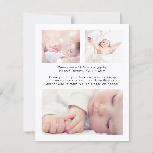 予算の紹介4枚の写真の誕生のお知らせ (裏面)