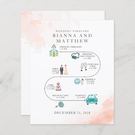 予算の結婚アイコンの日程プログエレガントラム (正面/裏面)