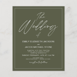 予算の結婚セージグリーンモダンタイポグラフィ チラシ