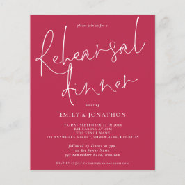予算の結婚リハーサルディナーマゼンタ招待状