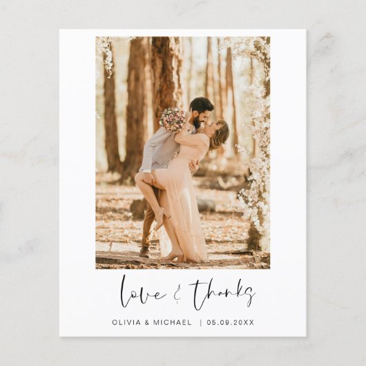 予算の結婚写真最小主義サンキューカード (正面)