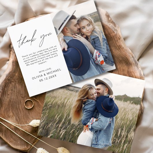 予算の結婚写真最小主義サンキューカード