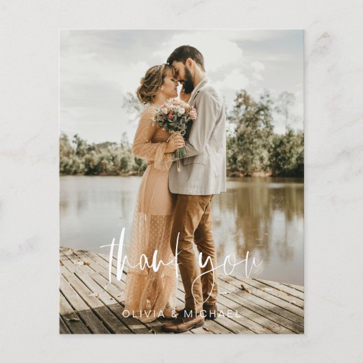 予算の結婚写真最小主義サンキューカード (正面)