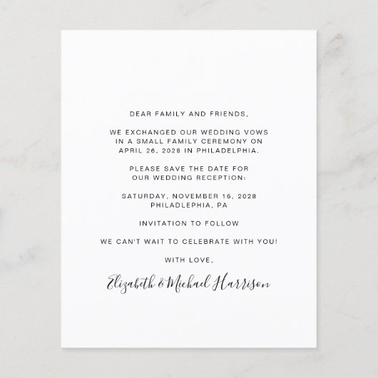 予算の結婚式のレセプションフォト日付の保存 チラシ (裏面)