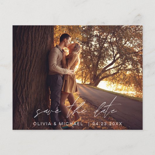 予算の結婚式の日付を保存する写真ミニマルな (正面)