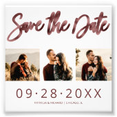 予算の結婚式の日付を保存する3フォトコラージュ フォトプリント            (正面)