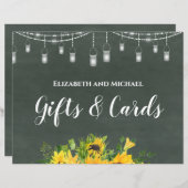 予算の結婚式の贈り物とカードチョークサンフラワー (正面/裏面)