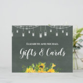 予算の結婚式の贈り物とカードチョークサンフラワー (スタンド正面)