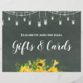 予算の結婚式の贈り物とカードチョークサンフラワー (正面)