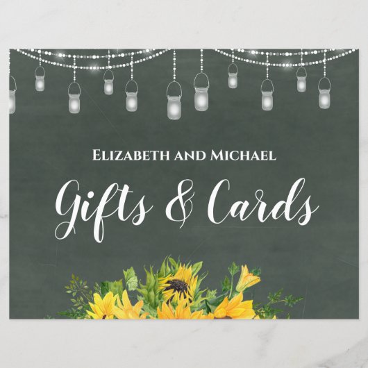 予算の結婚式の贈り物とカードチョークサンフラワー (正面)