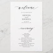 予算の結婚式プログラムの白い黒いエレガント写真 チラシ (正面)