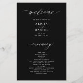 予算の結婚式プログラムの白黒エレガント写真 チラシ (正面)