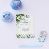 予算の結婚式招待状救日 – 緑 チラシ (シングル)