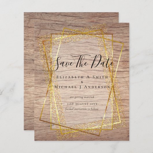 予算の結婚日救付の金ゴールドグリッター幾何学的 (正面/裏面)