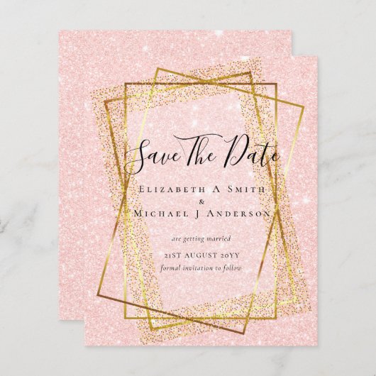 予算の結婚日救付の金ゴールドグリッター幾何学的 (正面/裏面)