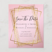 予算の結婚日救付の金ゴールドグリッター幾何学的 チラシ (正面)