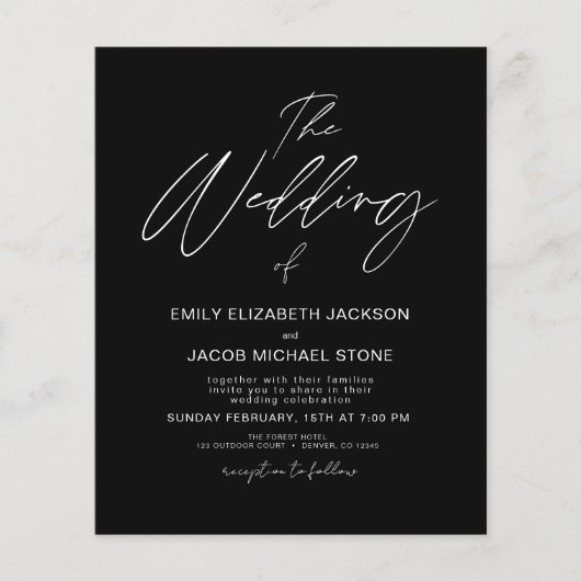 予算の結婚白黒写真エレガント (正面)