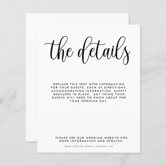 予算の結婚詳細エンクロージャカード (正面/裏面)