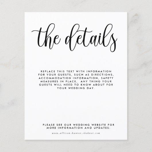 予算の結婚詳細エンクロージャカード チラシ (正面)