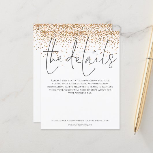予算の結婚詳細金ゴールドグリッターエンクロージャ (正面/裏面インサイチュ)