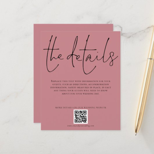 予算の結婚詳細QRコードほこりっぽいバラエンクル (正面/裏面インサイチュ)