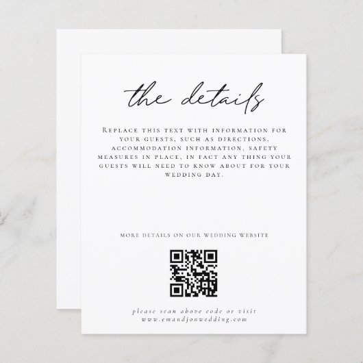 予算の結婚詳細QRコードスクリプトエンクロージャ (正面/裏面)