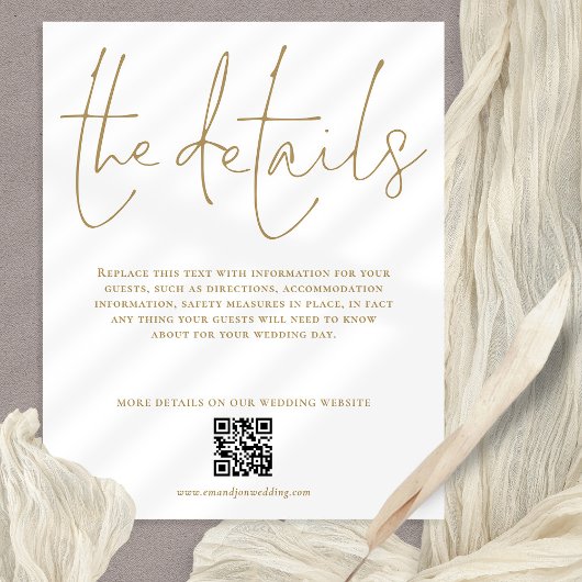 予算の結婚詳細QR金ゴールドスクリプトエンクロージャ