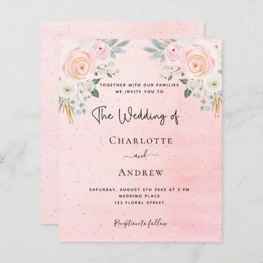 予算の結婚赤面ピンクフローラソーシャルメディア (正面/裏面)