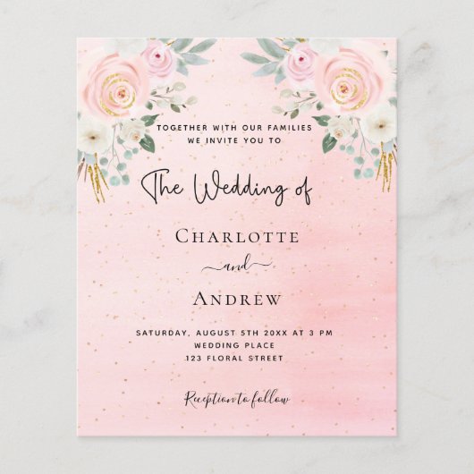 予算の結婚赤面ピンクフローラソーシャルメディア (正面)