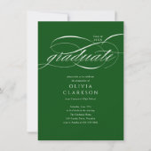 予算の緑のエレガントスクリプト写真の卒業パーティー 招待状 (正面)