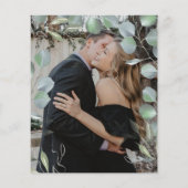 予算の緑の写真結婚式招待状 (裏面)