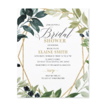 予算の緑の幾何学的ブライダルシャワー招待