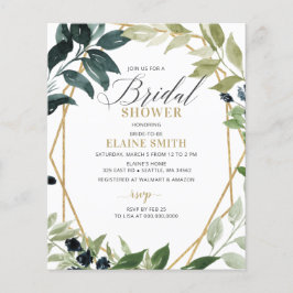 予算の緑の幾何学的ブライダルシャワー招待
