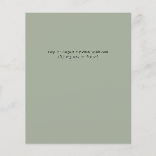 予算の緑の結婚式の招待 (裏面)