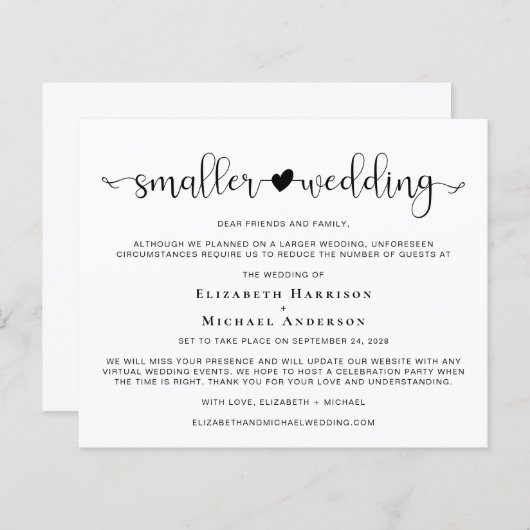 予算の縮小結婚によるハート発表 (正面/裏面)