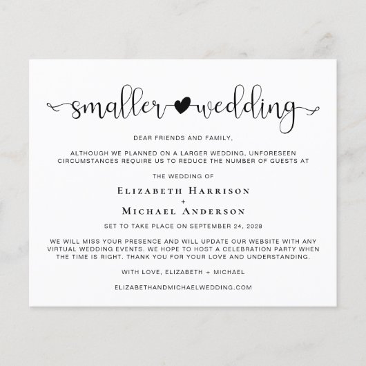 予算の縮小結婚によるハート発表 (正面)