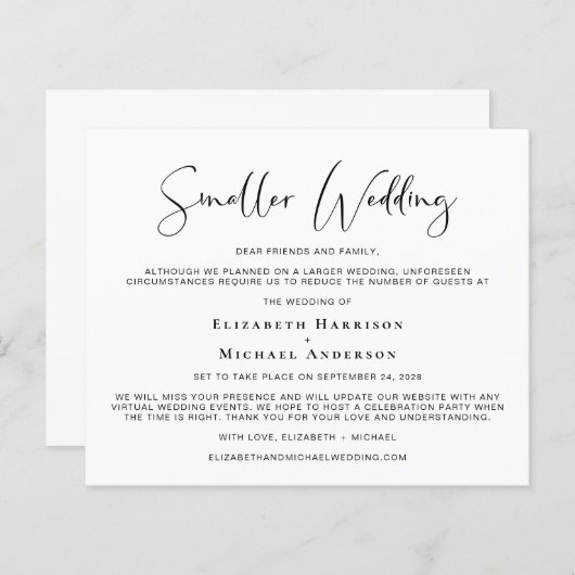 予算の縮小結婚発表 (正面/裏面)