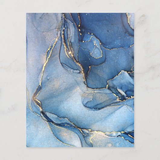 予算の署名スクリプトブルーアゲートウェディング招待 (裏面)