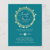 予算の色の傾向金ゴールドリース結婚式の招待 (正面)