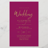 予算の色の傾向金ゴールド結婚式の招待モダン (正面)