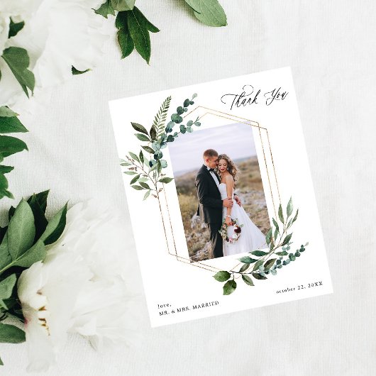 予算の葉とユーカリゴールドの感謝の写真 チラシ